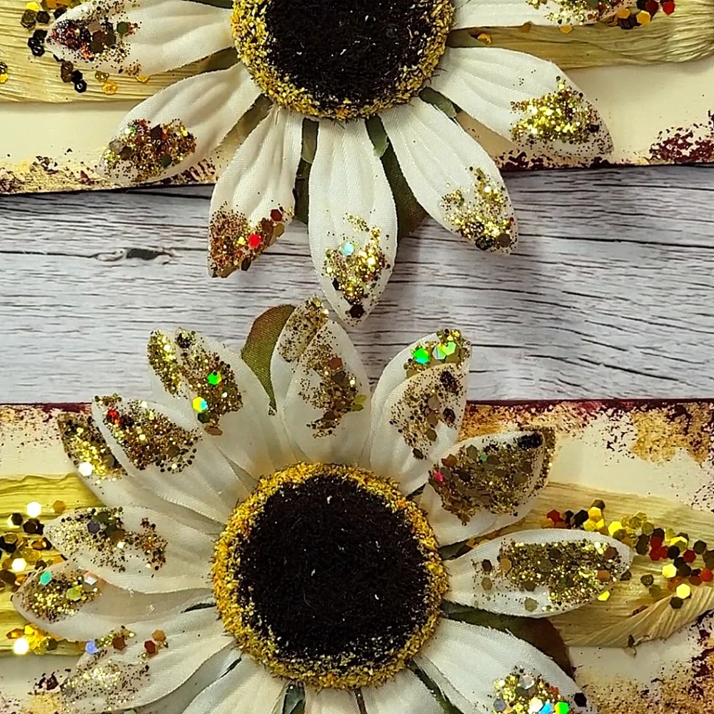 Countrycore Thanksgiving Glitter Sunflower Wood Fall Autumn Wall Decor H…